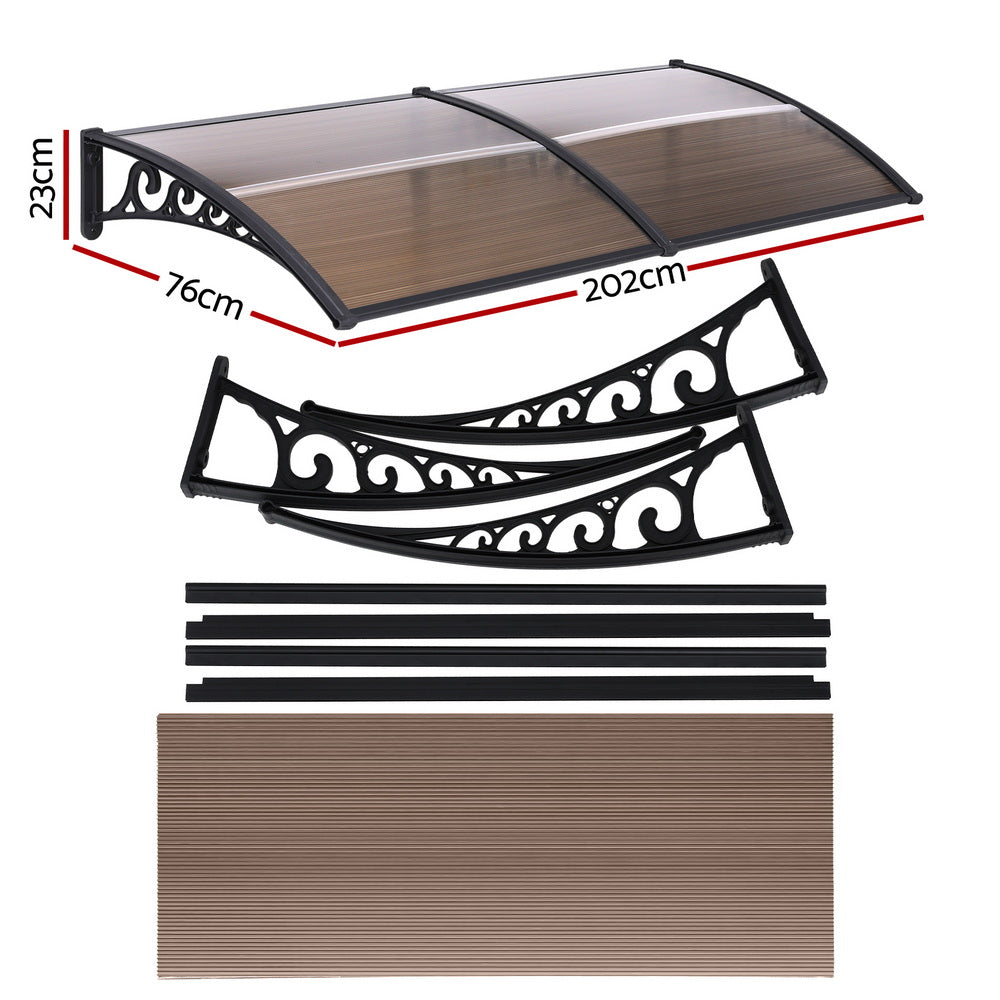 Instahut Window Door Awning 0.8mx2m Brown Awezingly