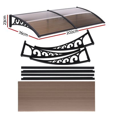 Instahut Window Door Awning 0.8mx2m Brown