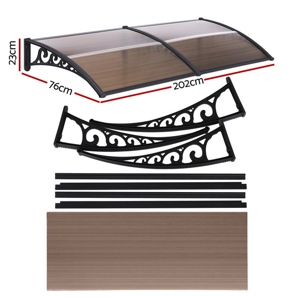 Instahut Window Door Awning 0.8mx2m Brown Awezingly