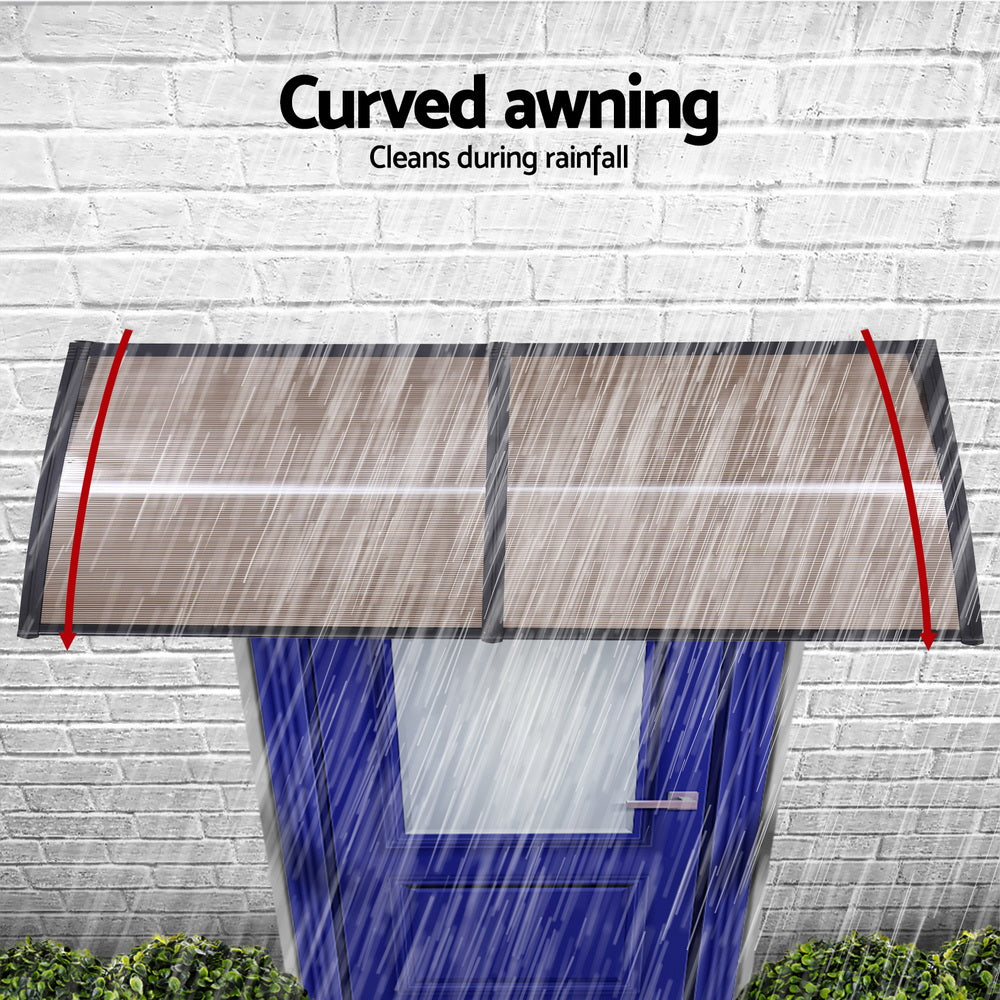 Instahut Window Door Awning 0.8mx2m Brown Awezingly