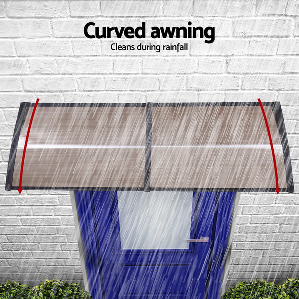 Instahut Window Door Awning 0.8mx2m Brown Awezingly