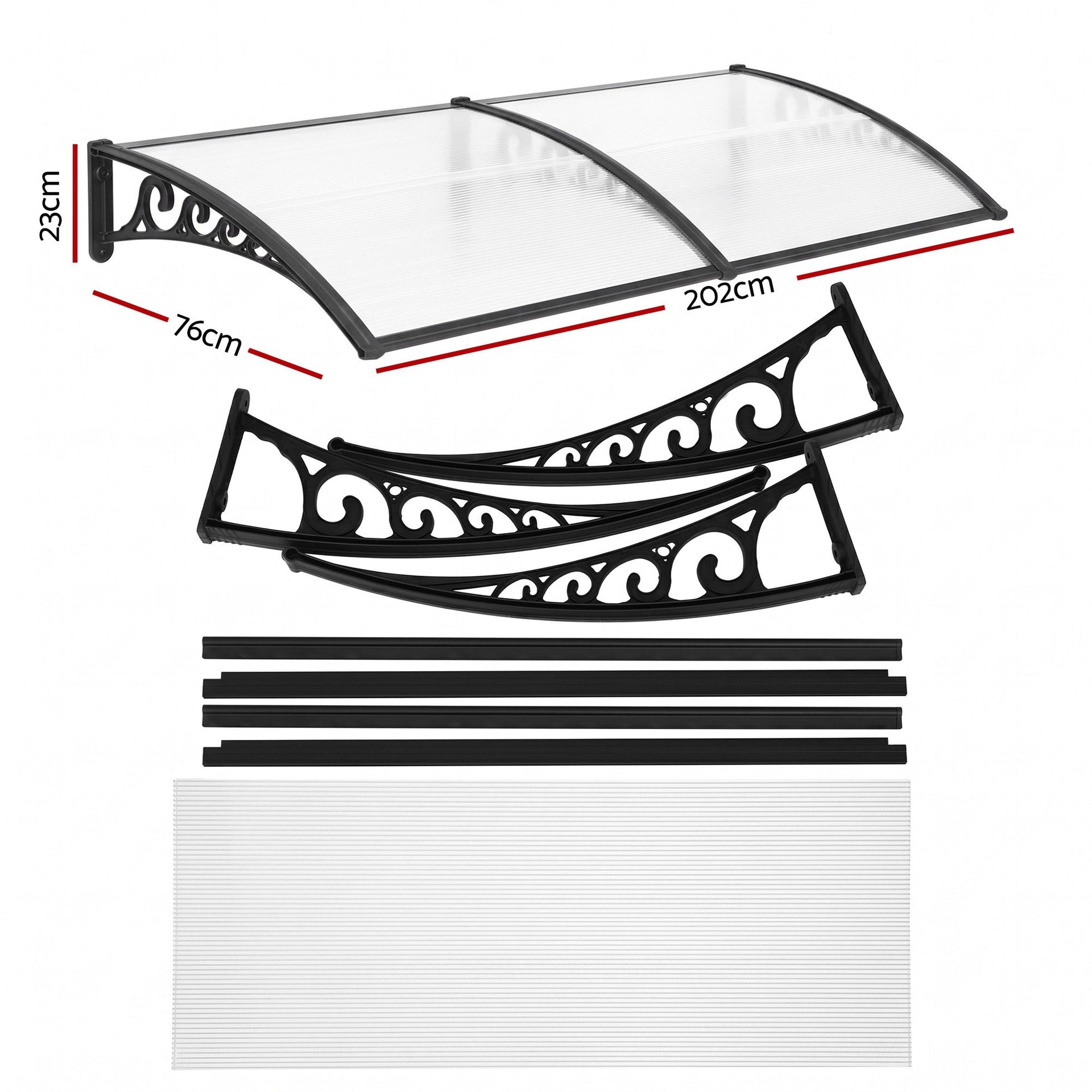 Instahut Window Door Awning 0.8mx2m Transparent instahut