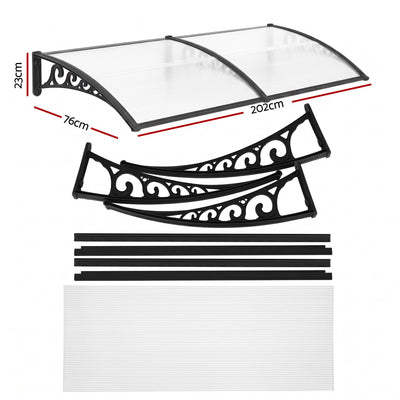 Instahut Window Door Awning 0.8mx2m Transparent