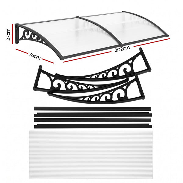 Instahut Window Door Awning 0.8mx2m Transparent instahut