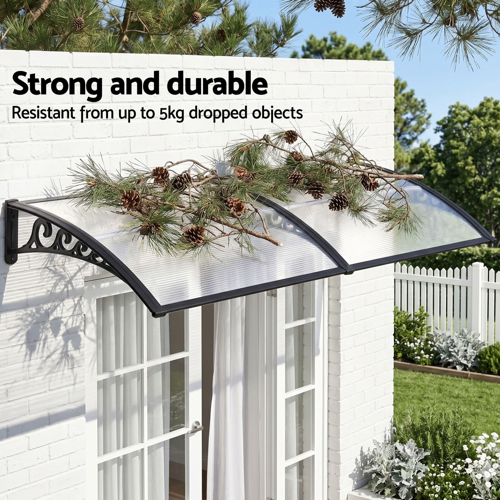 Instahut Window Door Awning 0.8mx2m Transparent instahut