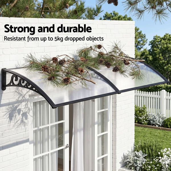 Instahut Window Door Awning 0.8mx2m Transparent instahut