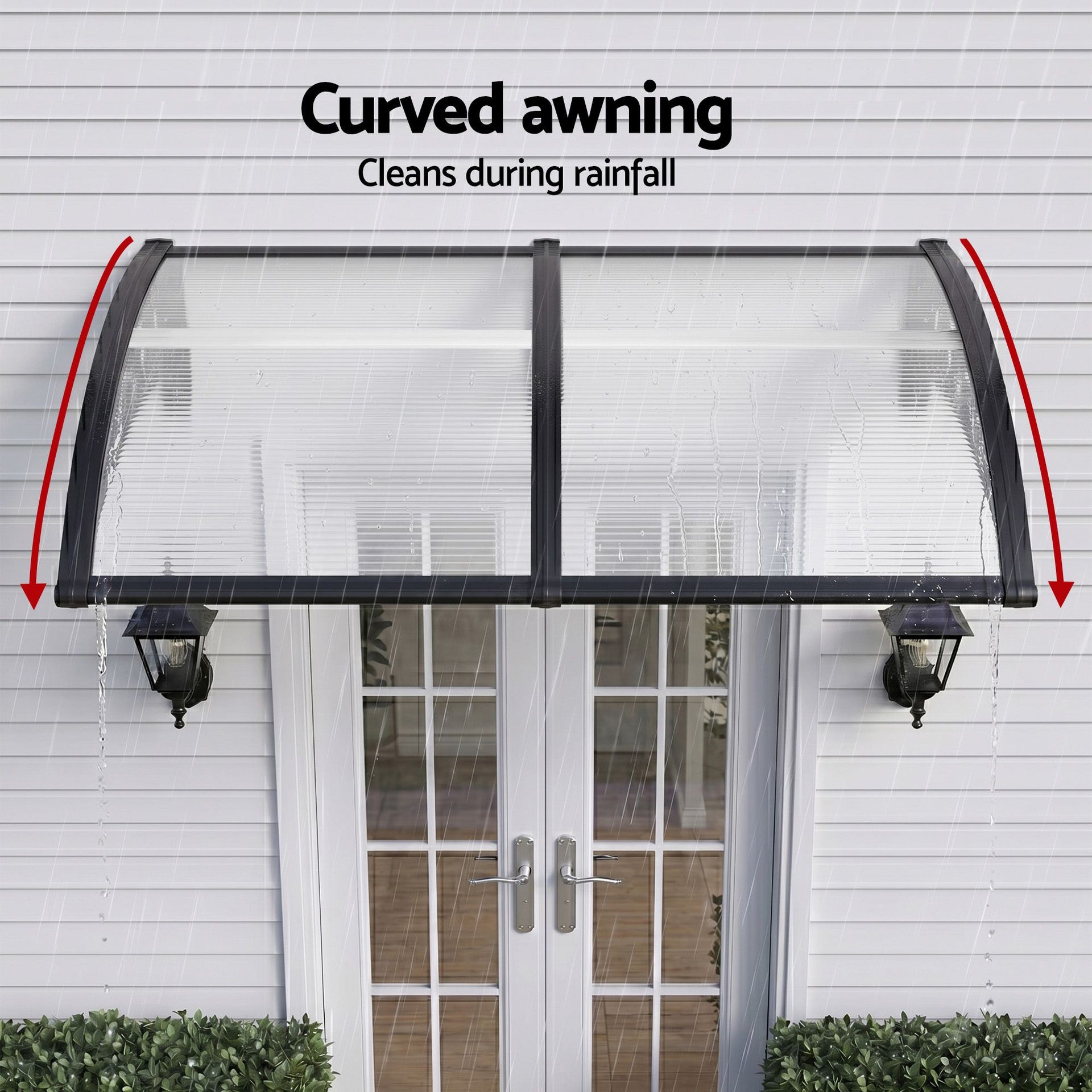 Instahut Window Door Awning 0.8mx2m Transparent instahut