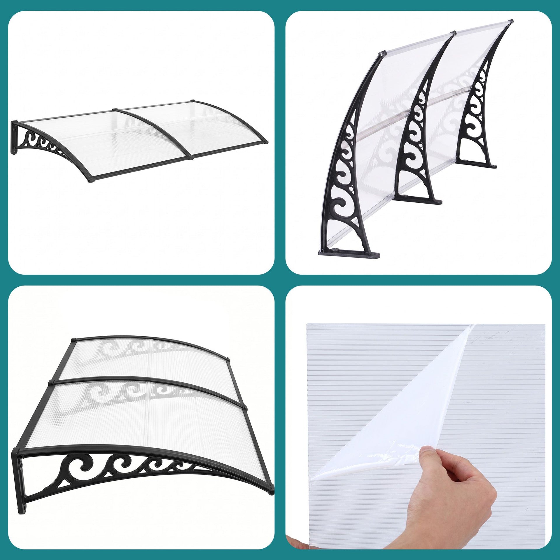 Instahut Window Door Awning 0.8mx2m Transparent instahut