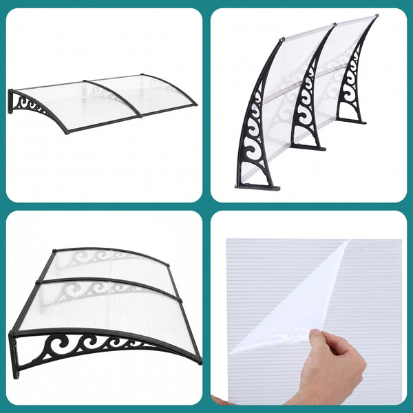 Instahut Window Door Awning 0.8mx2m Transparent instahut