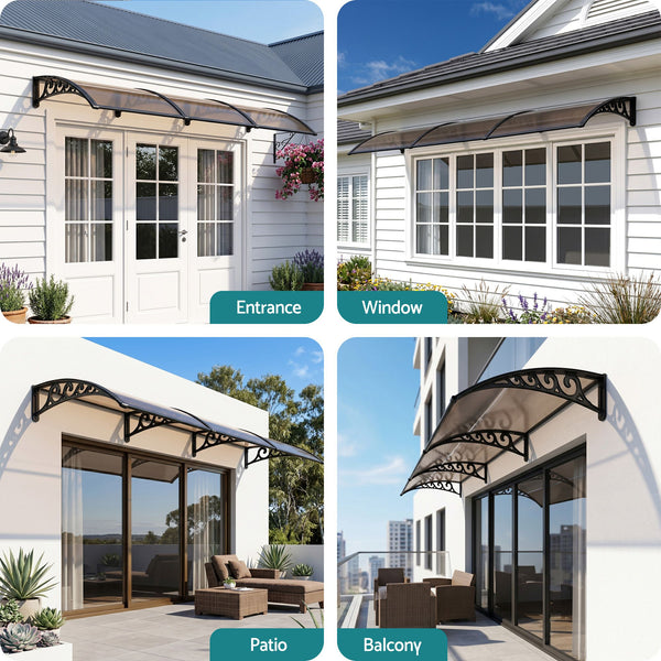 Instahut Window Door Awning 0.8mx3m Brown instahut