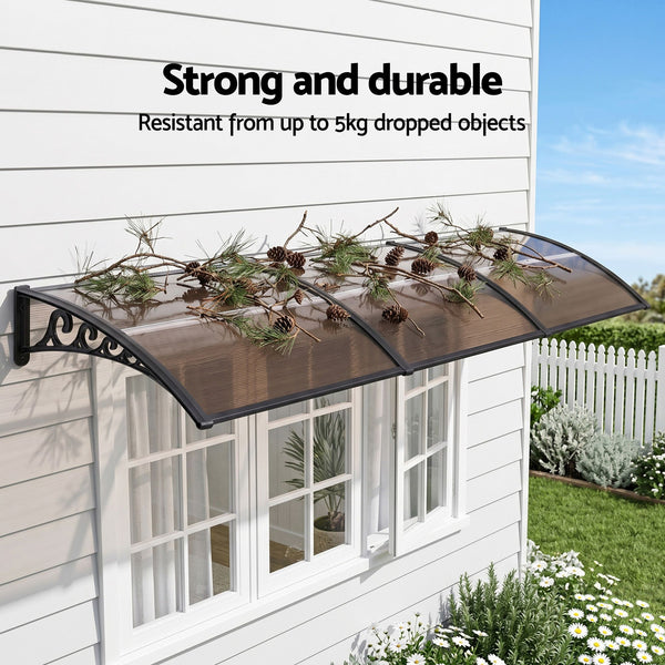 Instahut Window Door Awning 0.8mx3m Brown instahut