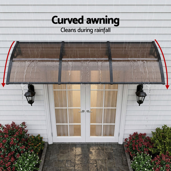 Instahut Window Door Awning 0.8mx3m Brown instahut
