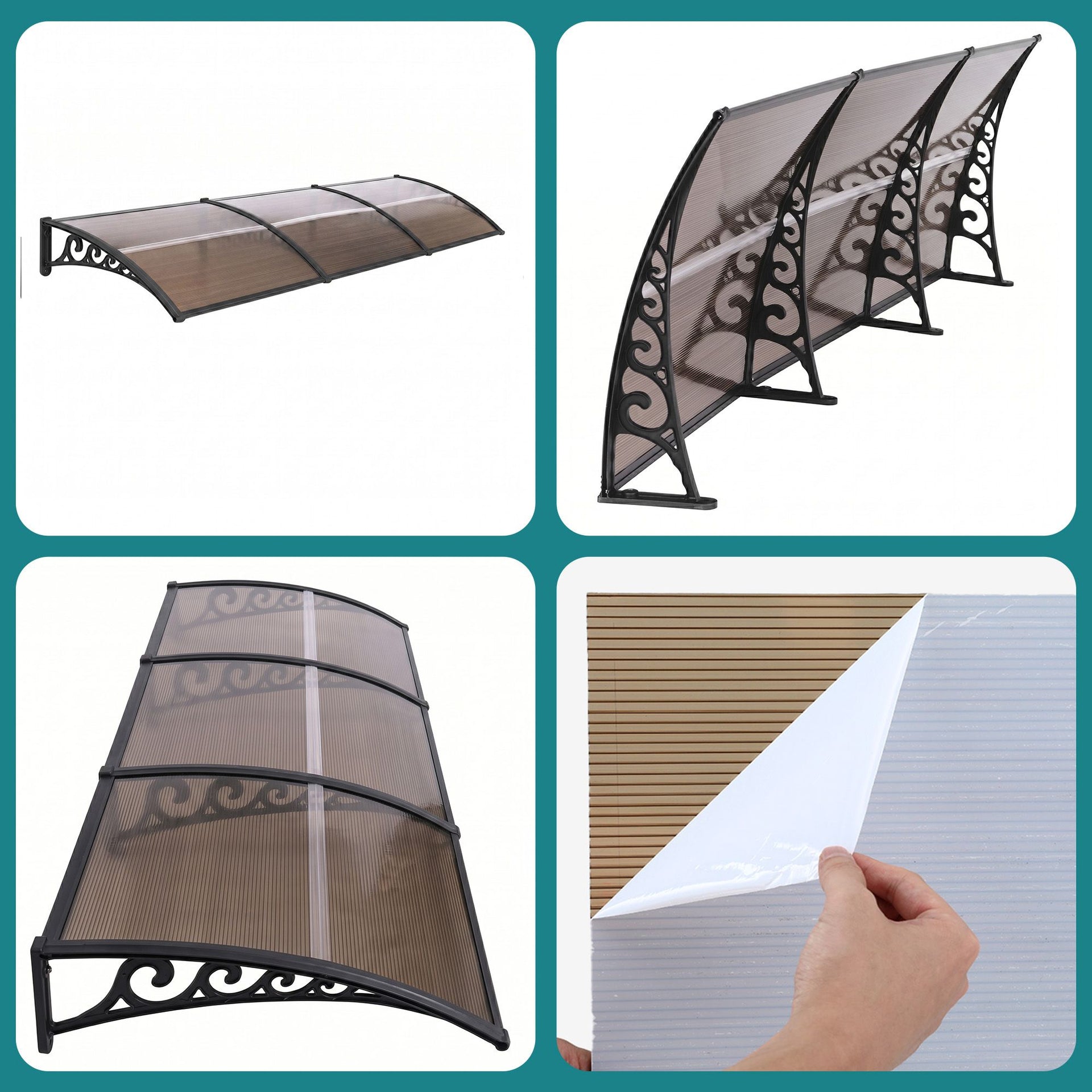 Instahut Window Door Awning 0.8mx3m Brown instahut