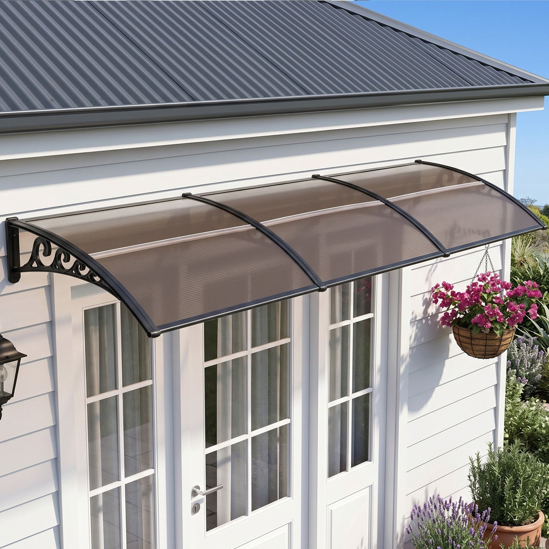 Instahut Window Door Awning 0.8mx3m Brown instahut