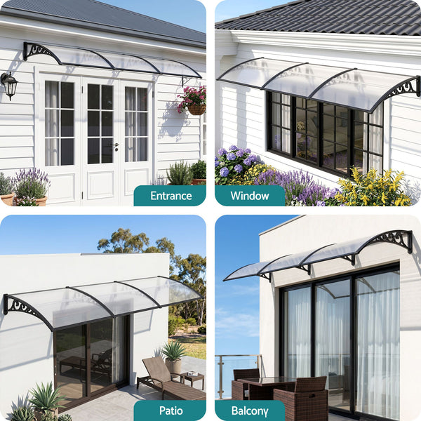 Instahut Window Door Awning 0.8mx3m Transparent instahut