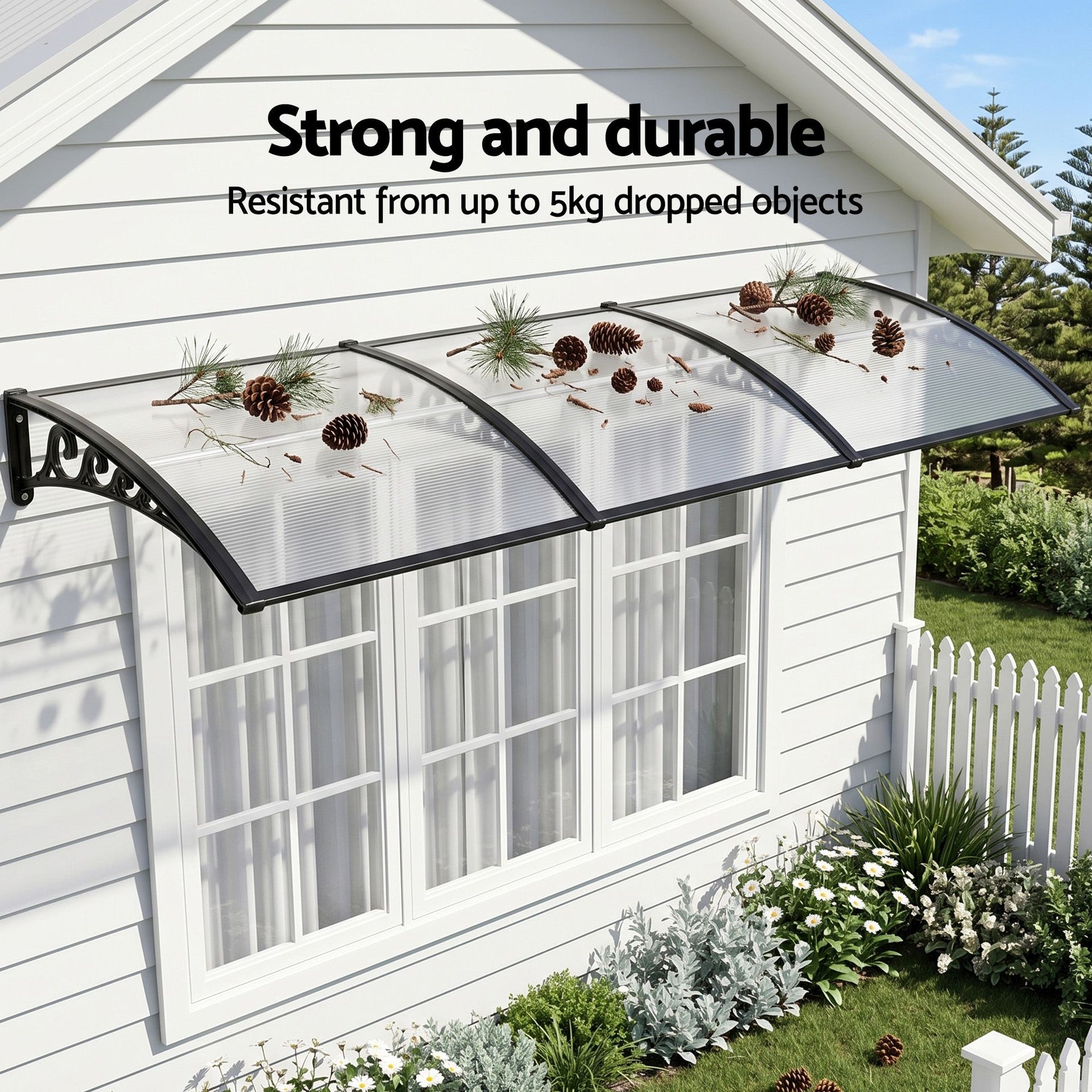 Instahut Window Door Awning 0.8mx3m Transparent instahut