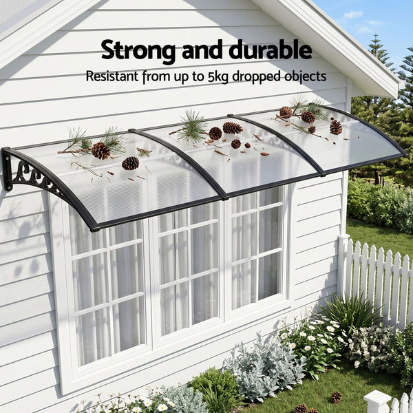 Instahut Window Door Awning 0.8mx3m Transparent instahut