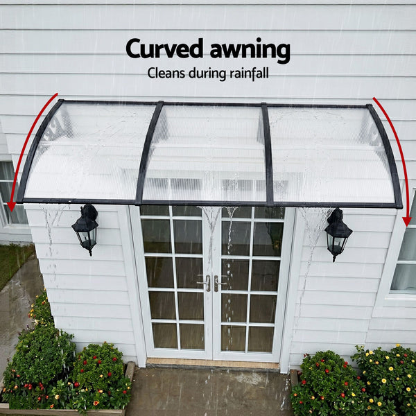 Instahut Window Door Awning 0.8mx3m Transparent instahut