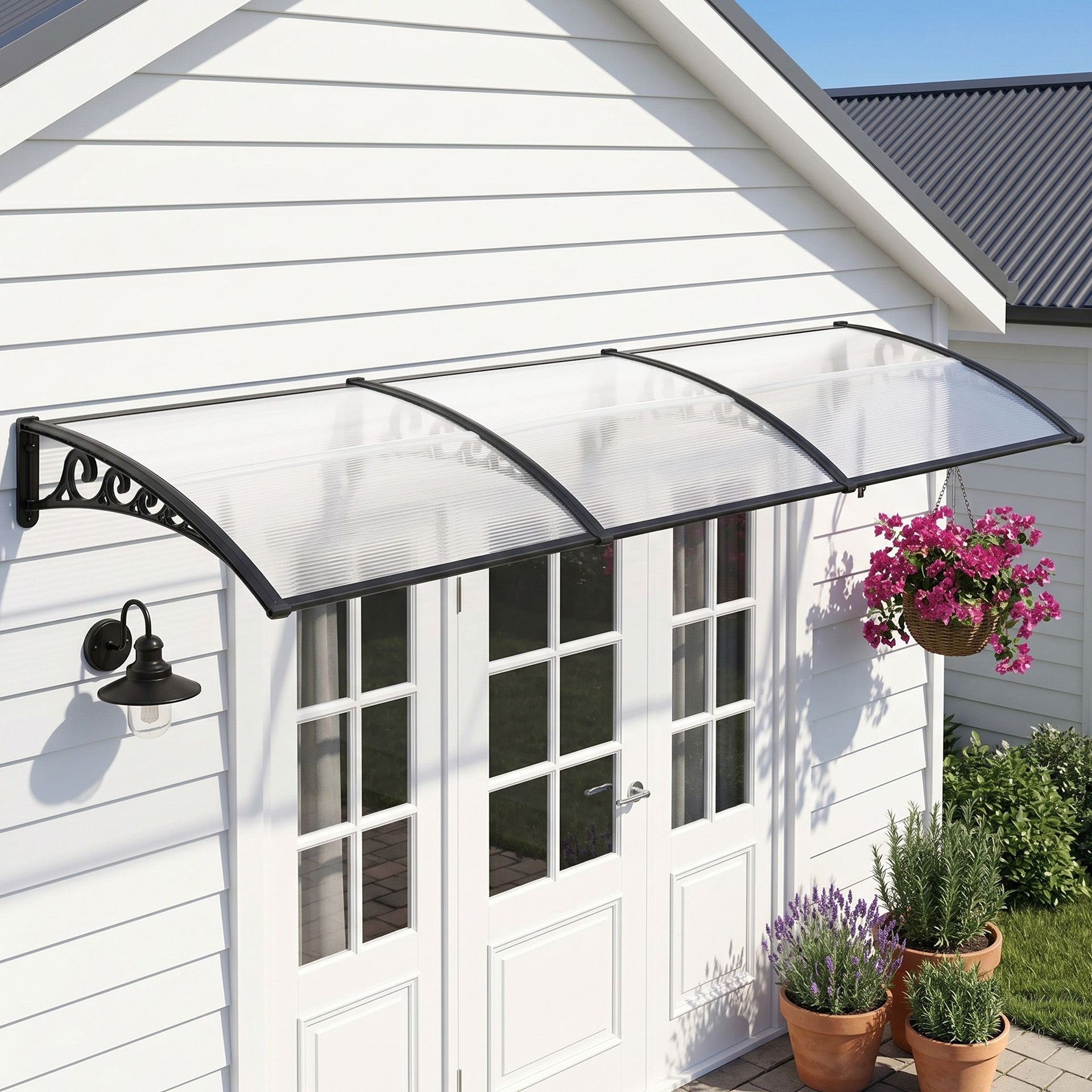 Instahut Window Door Awning 0.8mx3m Transparent instahut