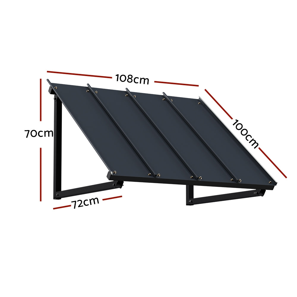 Instahut Window Door Awning Canopy 1mx1.2m Black Metal Frame Instahut