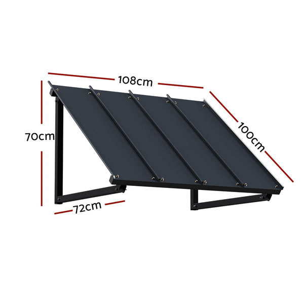 Instahut Window Door Awning Canopy 1mx1.2m Black Metal Frame Instahut