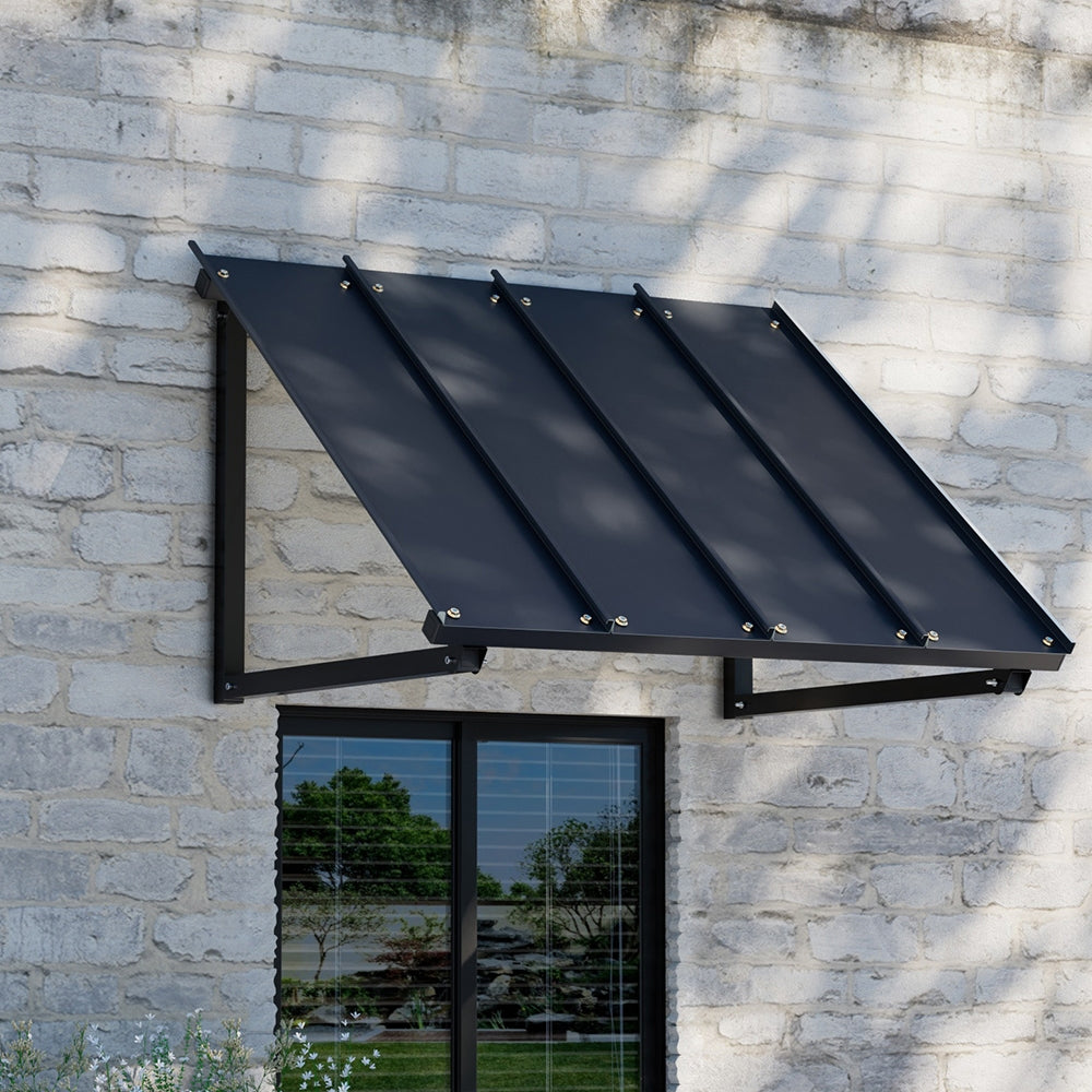 Instahut Window Door Awning Canopy 1mx1.2m Black Metal Frame Instahut