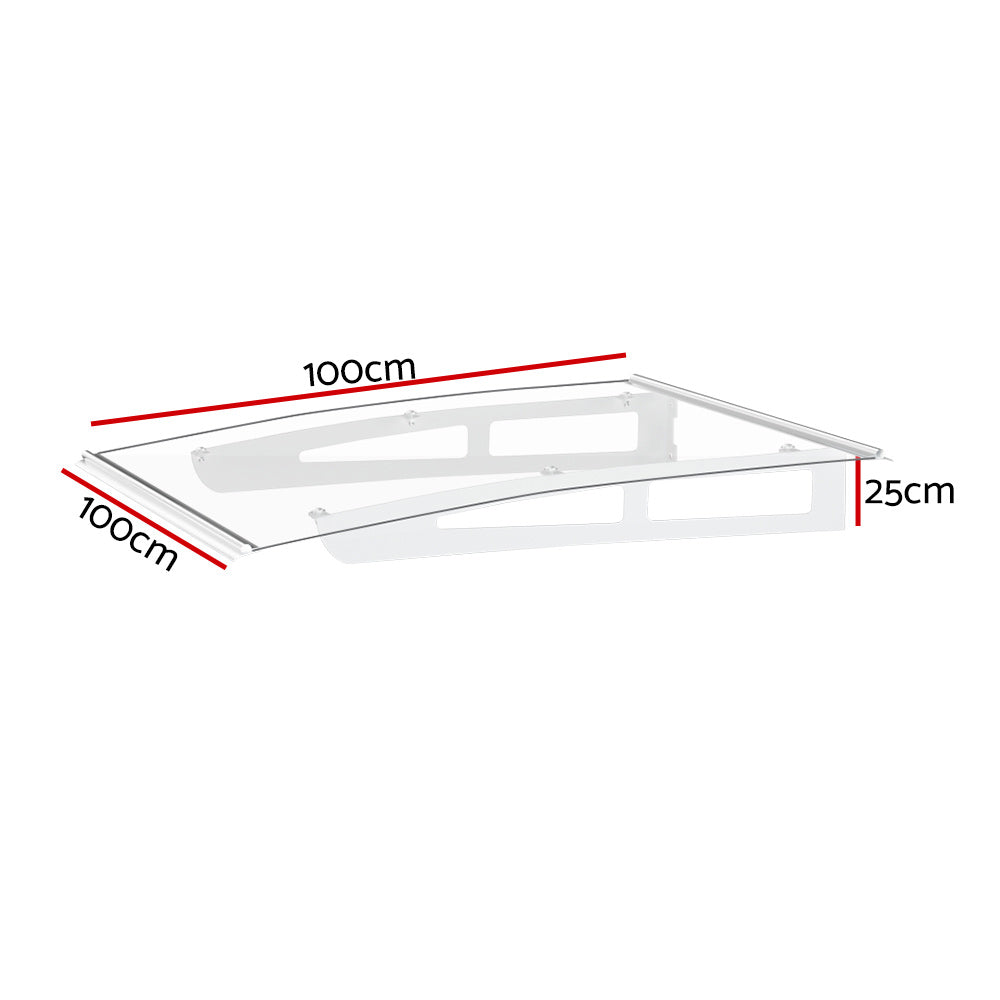 Instahut Window Door Awning Canopy 1mx1m Transparent Solid Sheet Aluminum Frame Awezingly