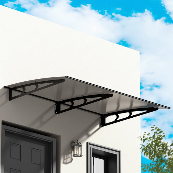 Instahut Window Door Awning Canopy 1mx2m Grey Solid Sheet Metal Frame Does not apply