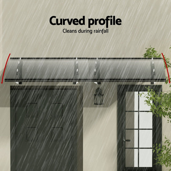 Instahut Window Door Awning Canopy 1mx2m Grey Solid Sheet Metal Frame Does not apply