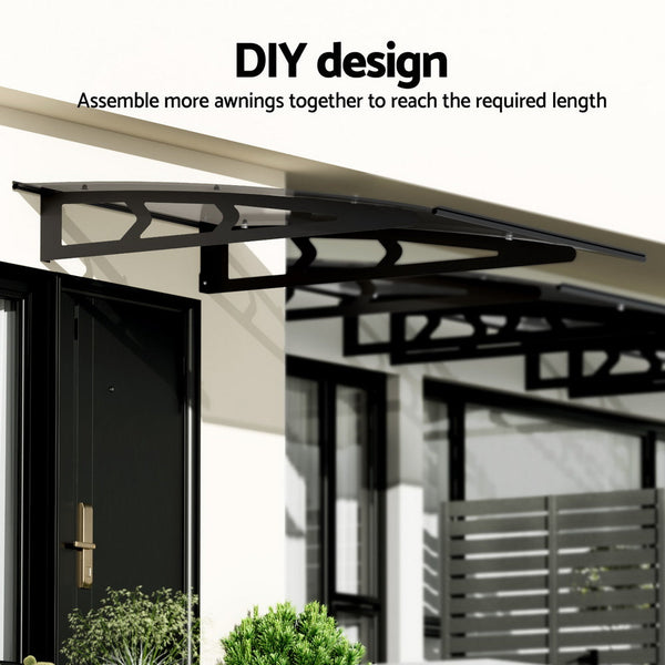 Instahut Window Door Awning Canopy 1mx2m Grey Solid Sheet Metal Frame Does not apply