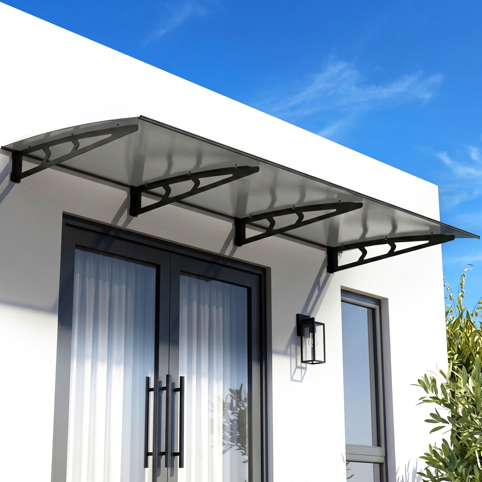 Instahut Window Door Awning Canopy 1m x 3m Grey Solid Sheet Metal Frame instahut