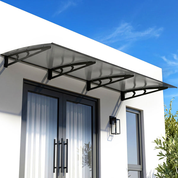 Instahut Window Door Awning Canopy 1m x 3m Grey Solid Sheet Metal Frame instahut