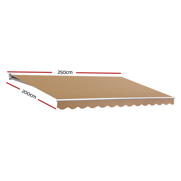 Instahut Retractable Folding Arm Awning Manual Sunshade 2.5Mx2M Beige Instahut