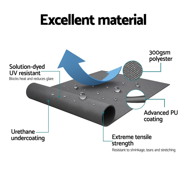 Instahut Retractable Folding Arm Awning Manual Sunshade 3M X 2M Grey Awezingly