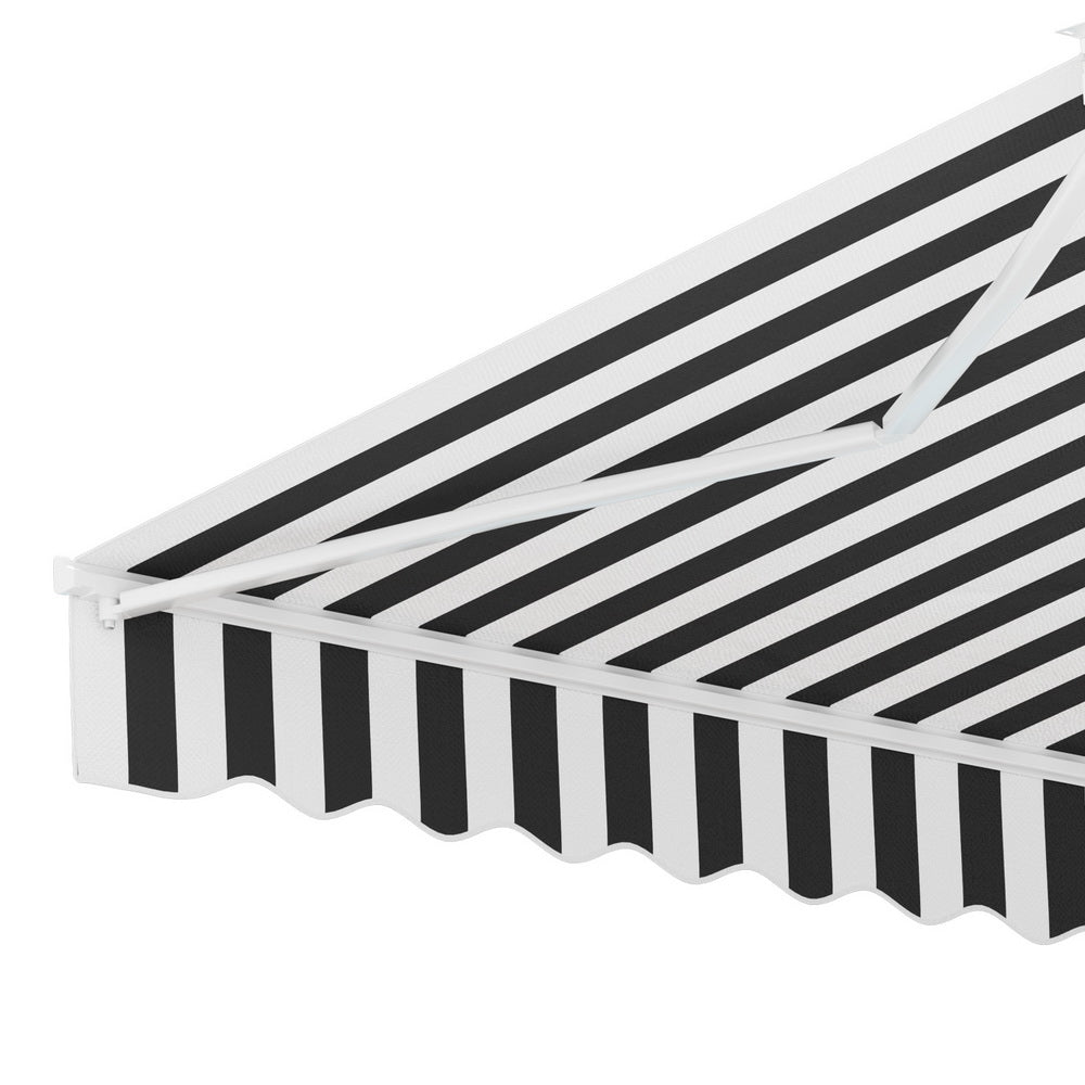 Instahut Retractable Folding Arm Awning Manual Sunshade 3Mx2.5M Grey White Instahut