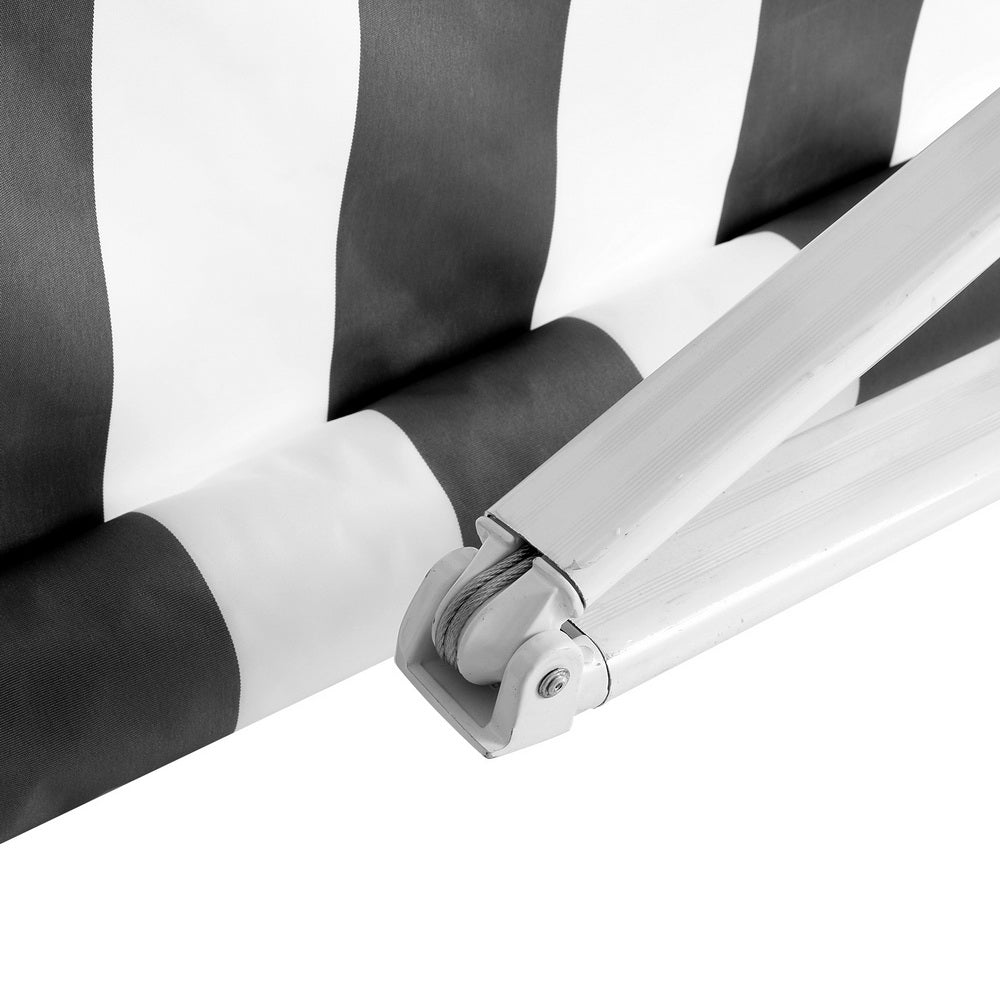 Instahut Retractable Folding Arm Awning Manual Sunshade 3Mx2.5M Grey White Instahut