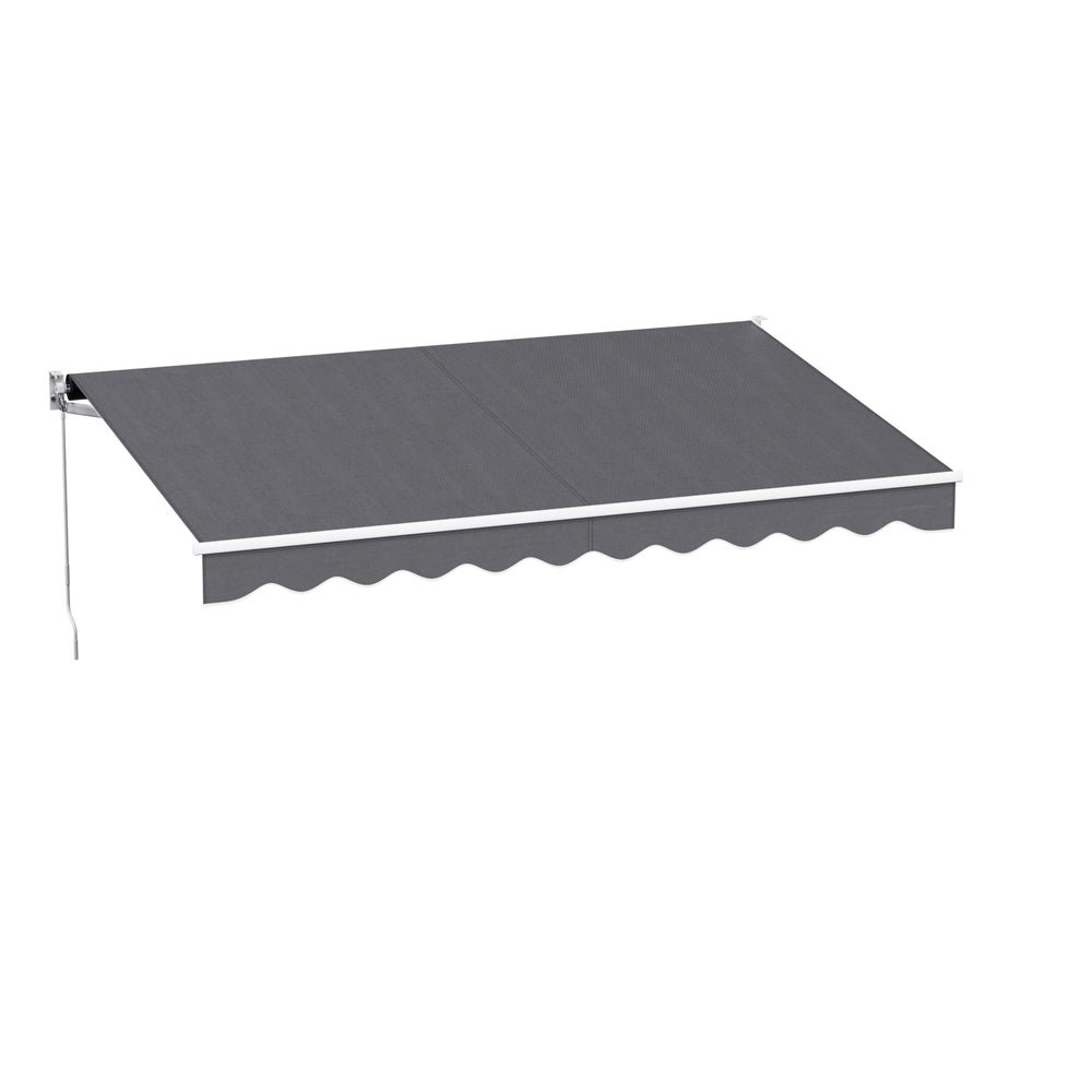 Instahut Retractable Folding Arm Awning Manual Sunshade 3.5M X 2.5M Grey Awezingly
