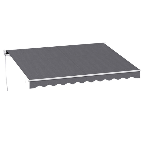 Instahut Retractable Folding Arm Awning Manual Sunshade 3.5M X 3M Grey instahut