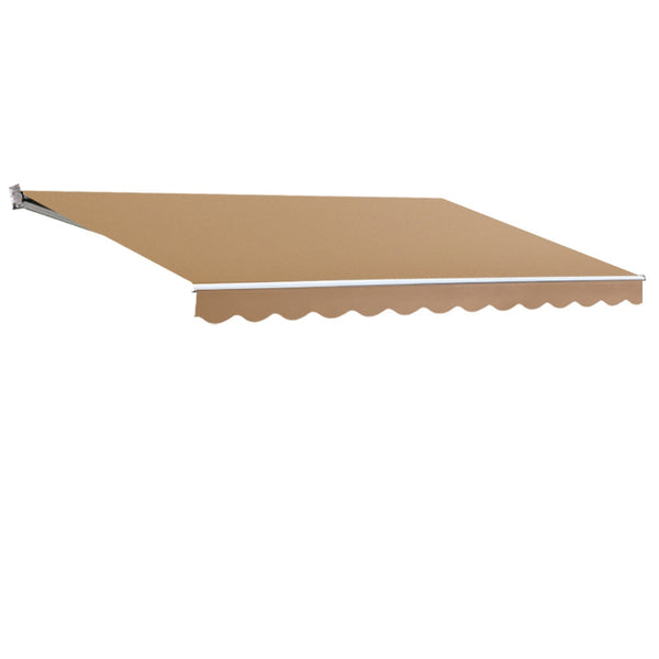 Instahut Retractable Folding Arm Awning Manual Sunshade 4Mx3M Beige Awezingly