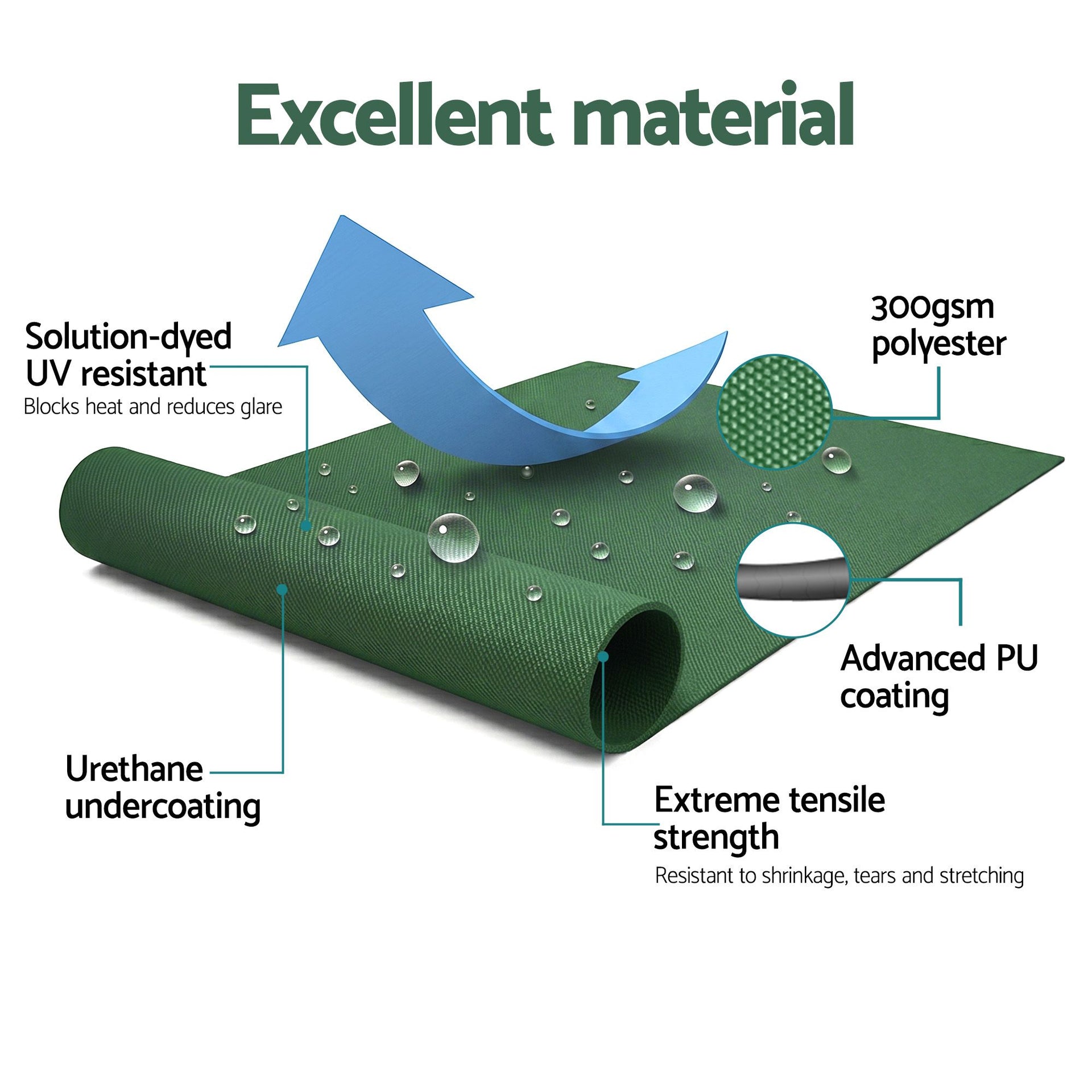 Instahut Retractable Folding Arm Awning Manual Sunshade 5Mx3M Dark Green instahut