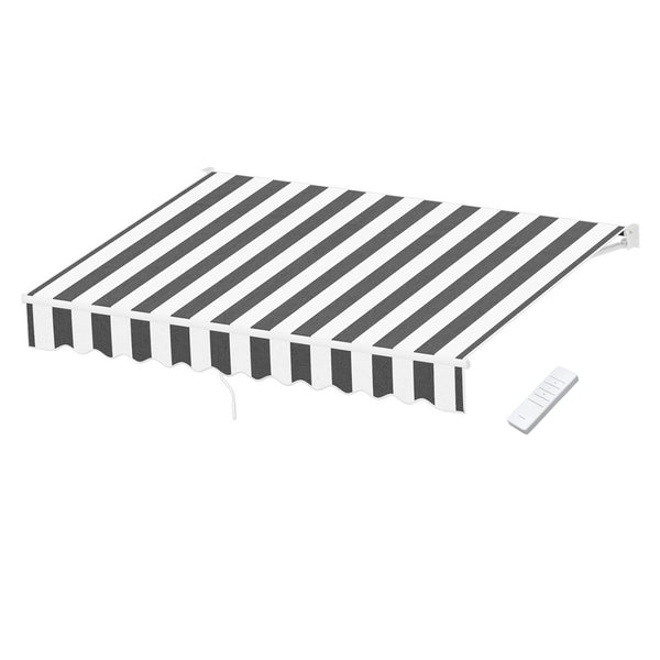 Instahut Retractable Folding Arm Awning Motorised Sunshade 2.5Mx2M Grey White Awezingly
