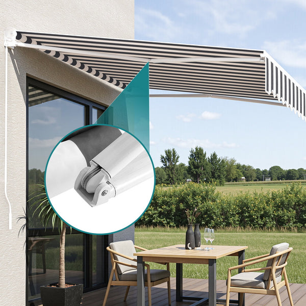 Instahut Retractable Folding Arm Awning Motorised Sunshade 2.5Mx2M Grey White Awezingly