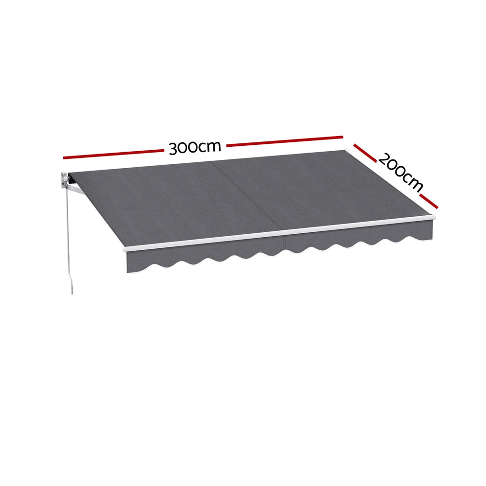 Instahut Retractable Folding Arm Awning Motorised Sunshade 3M X 2M Grey Awezingly