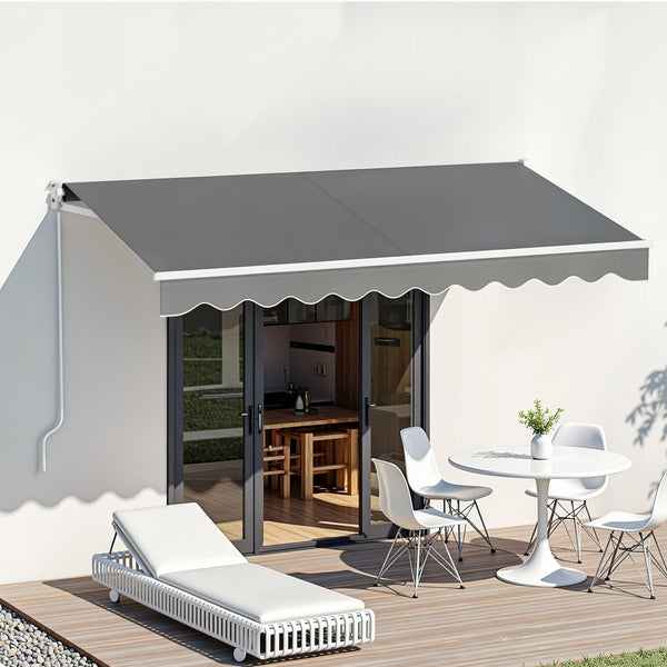 Instahut Retractable Folding Arm Awning Motorised Sunshade 3M X 2M Grey Awezingly