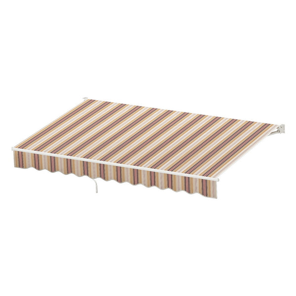 Instahut Retractable Folding Arm Awning Motorised Sunshade 3Mx2.5M Beige Brown Awezingly