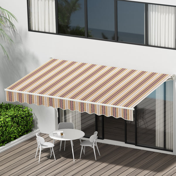Instahut Retractable Folding Arm Awning Motorised Sunshade 3Mx2.5M Beige Brown Awezingly