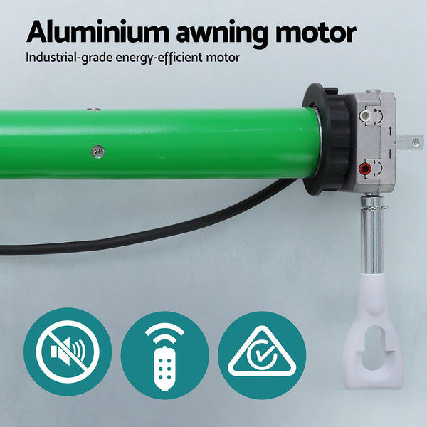 Instahut Retractable Folding Arm Awning Motorised Sunshade 3Mx2.5M Grey White Awezingly