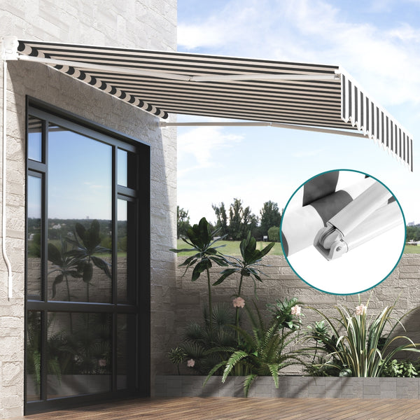 Instahut Retractable Folding Arm Awning Motorised Sunshade 3Mx2.5M Grey White Awezingly