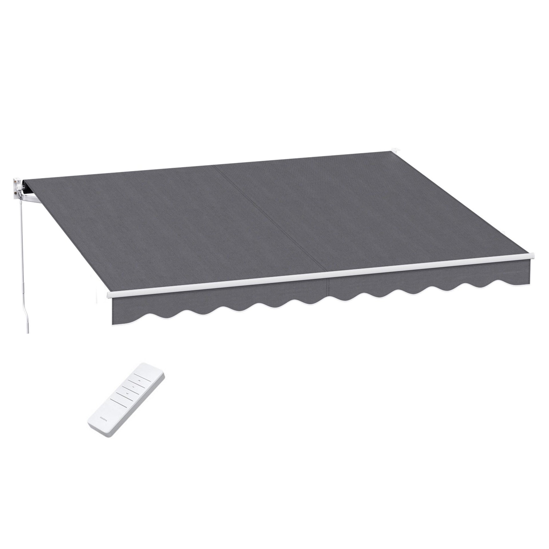 Instahut Retractable Folding Arm Awning Motorised Sunshade 3.5M X 3M Grey instahut