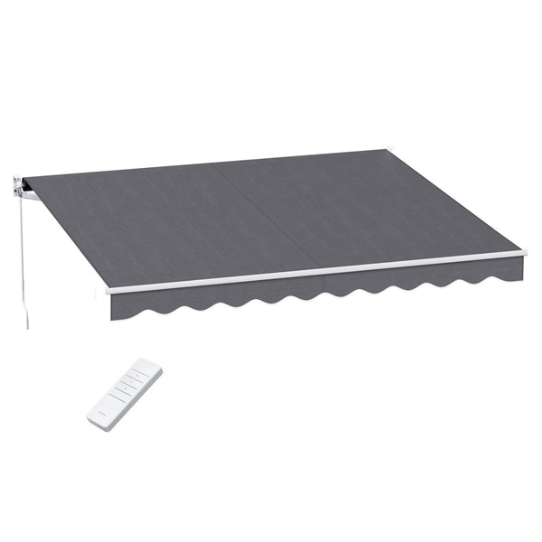 Instahut Retractable Folding Arm Awning Motorised Sunshade 3.5M X 3M Grey instahut